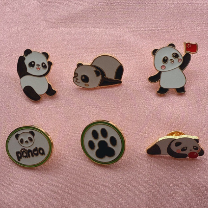 Supply Event - 6pcs 만화 중국 팬더 배지 가을/겨울