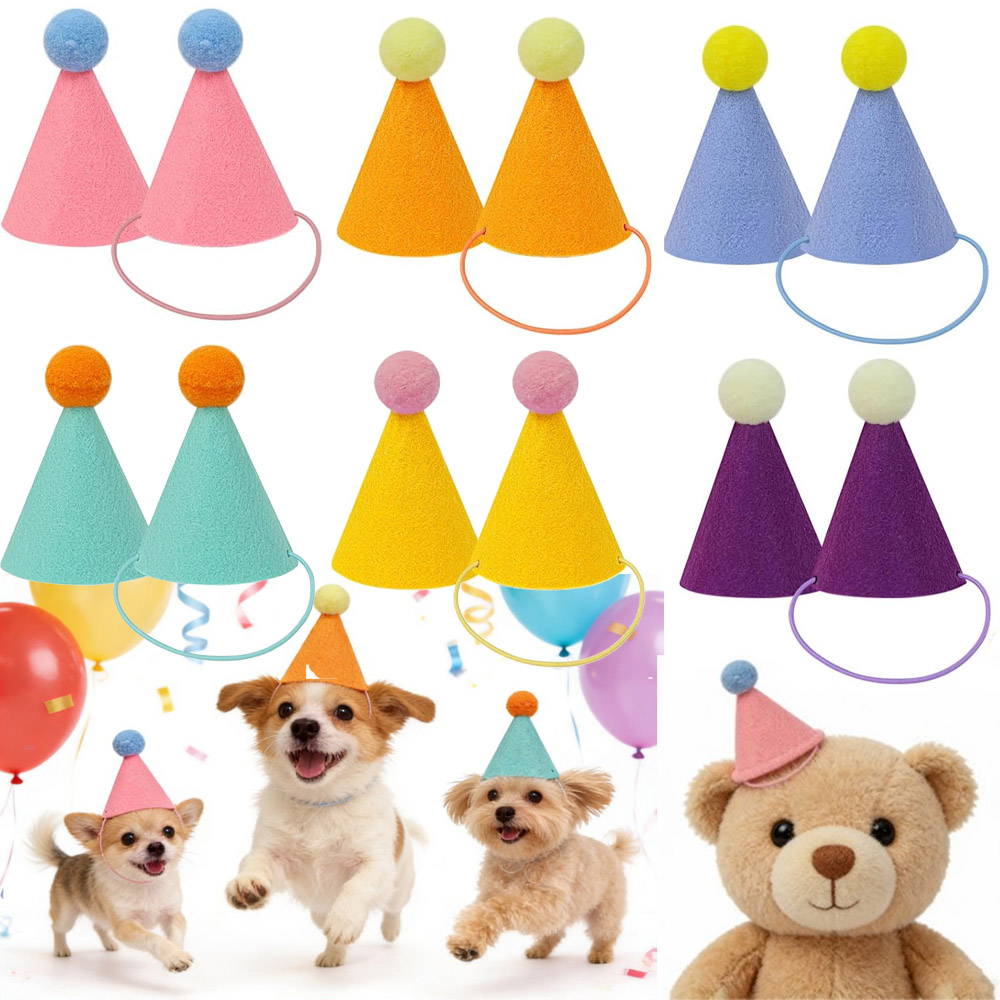 Party Hat Cone - 3/6개 애완동물 파티 모자, 다채로운 미니