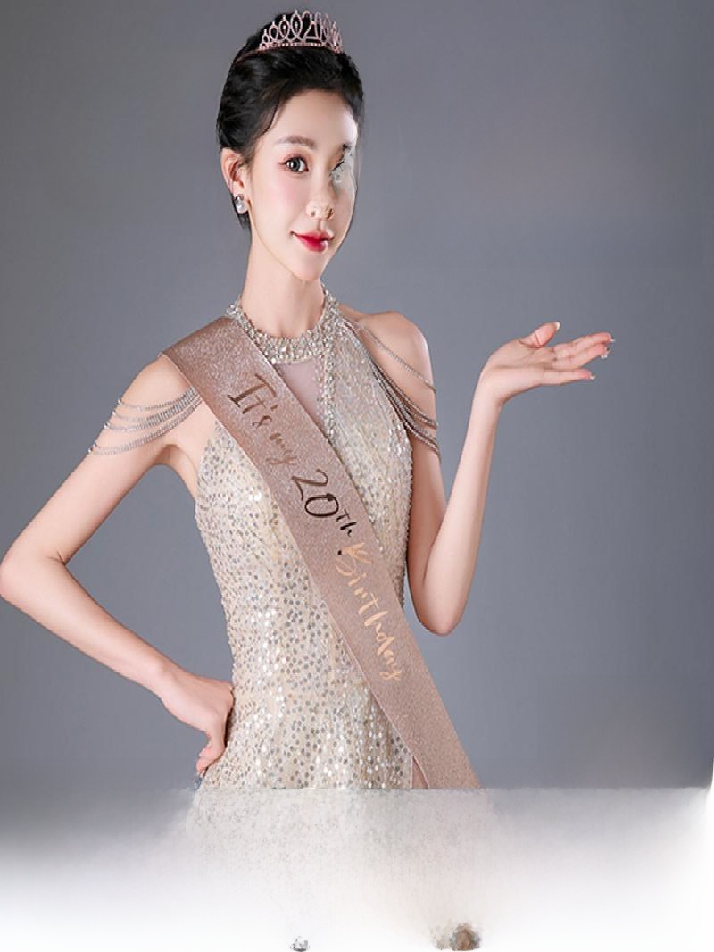 샴페인 골드 스파클 크라운 새시 공주 생일 성인식 사진 - Birthday Sash Glitter 리뷰 및 가격