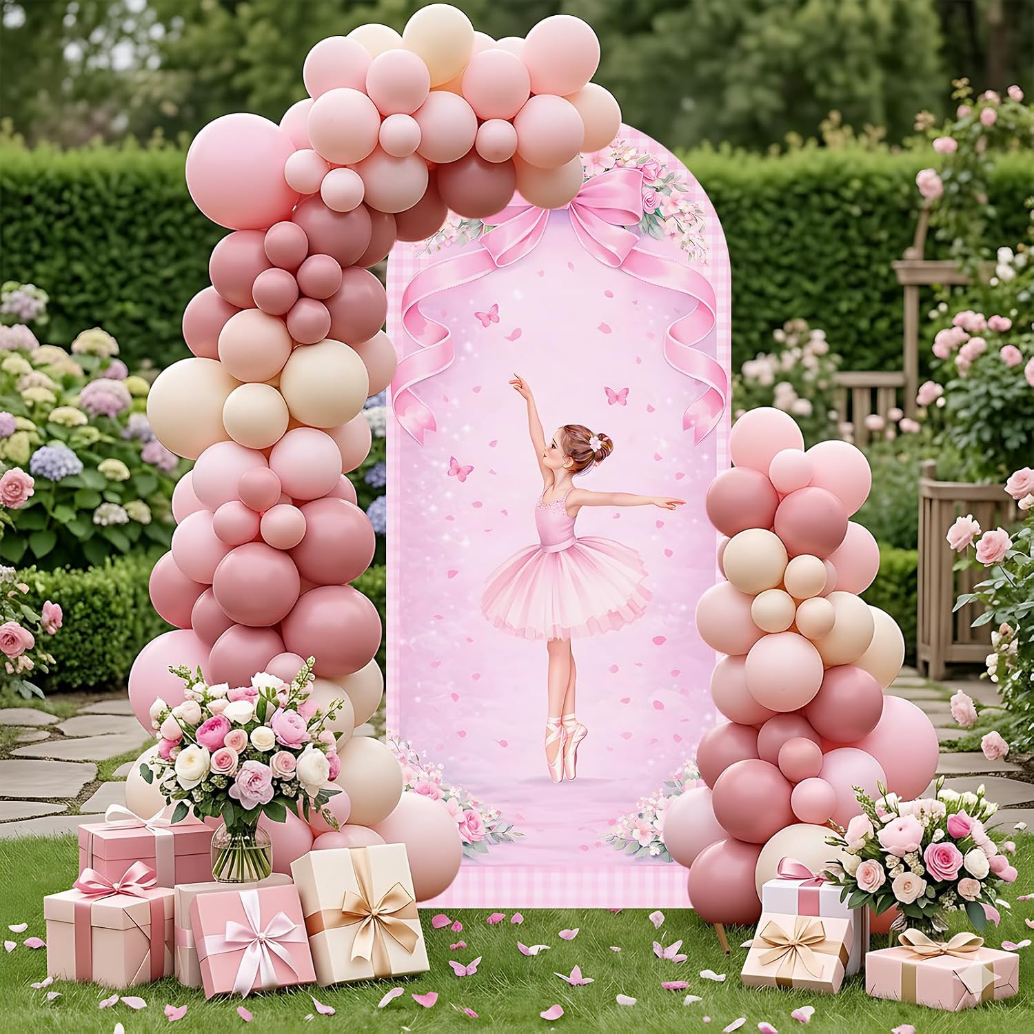 맞춤형 양면 발레리나 아치 배경 커버 생일 파티 장식  - Dessert Table Backdrop 리뷰 및 가격