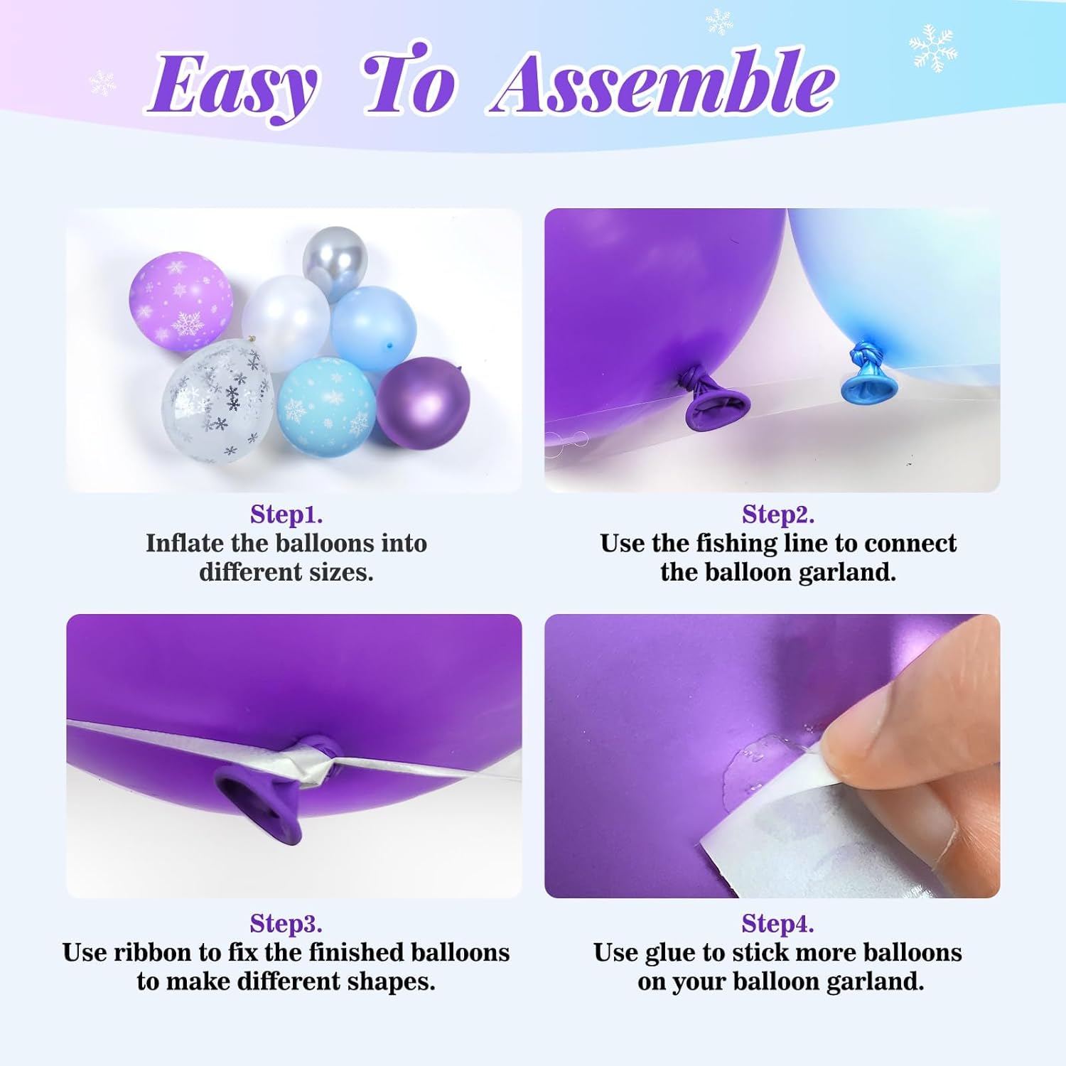 파란색 보라색 은색 흰색 겨울왕국 눈송이 풍선 아치 가 - Balloon Arch Kit 리뷰 및 가격